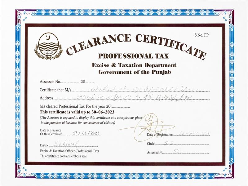 Clearance Certificate